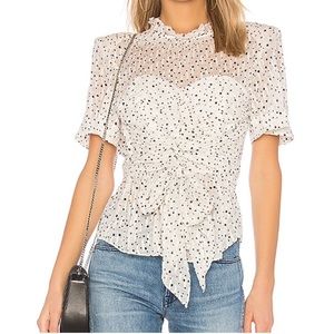 Rebecca Taylor Short Sleeve Star Tie Top